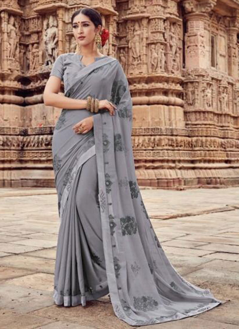 Qiyara Party Wear Georgette Sarees Collection With Embroidery Work